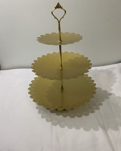 cake stand 3 tire gold